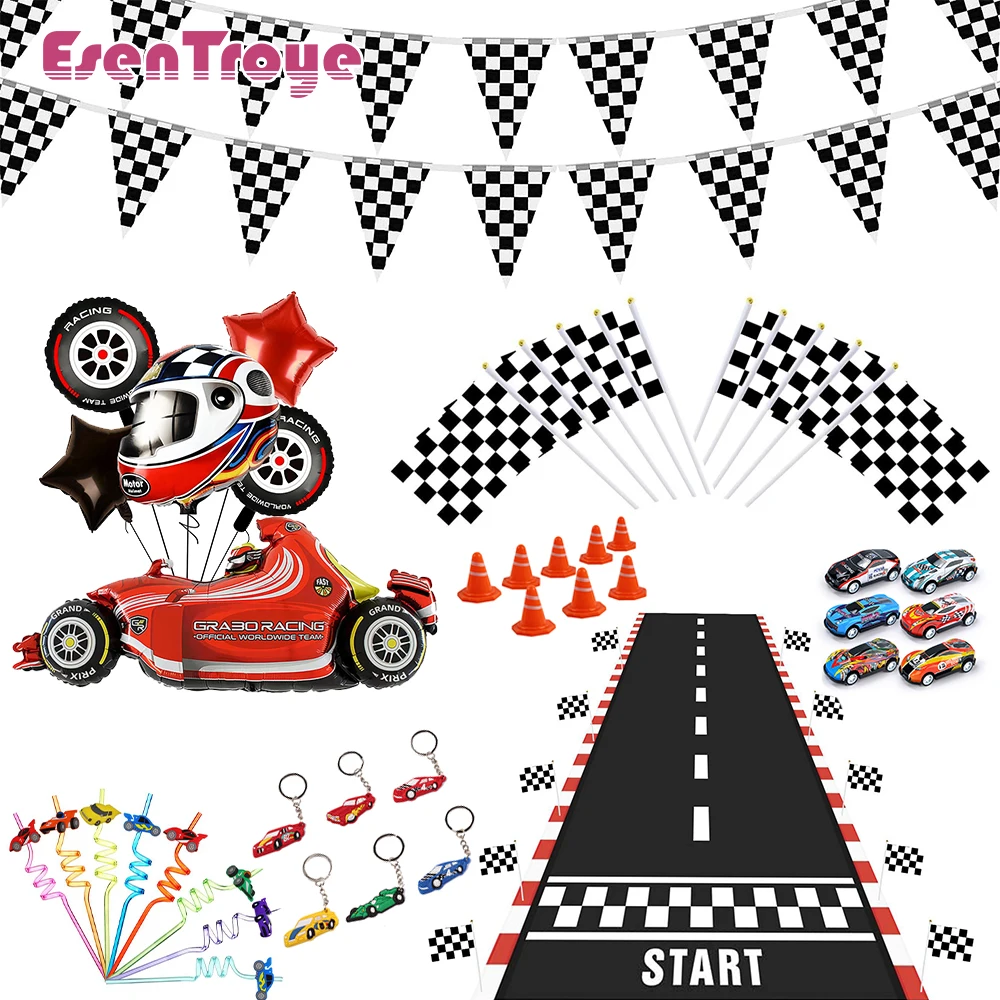 Racing-Car-Party-Decoration-Black-White-Checkered-Pennant-Banner-Flag ...