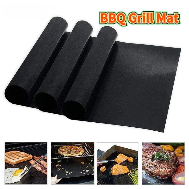 3/5pcs Grill Mat 44X33cm Non Stick BBQ Grill Liners Oven Grill Foil Barbecue Plate Liner