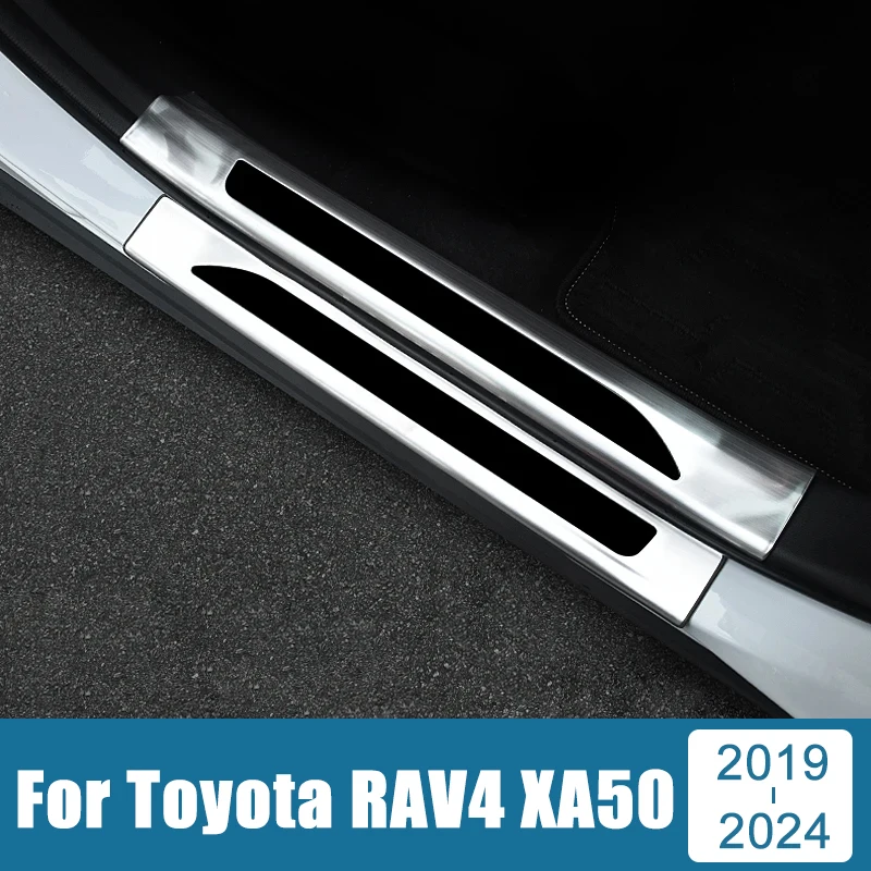 

Stainless Steel Car Door Sill Scuff Plate For Toyota RAV4 XA50 2019 2020 2021 2022 2023 2024 RAV 4 Welcome Pedal Trims Pads