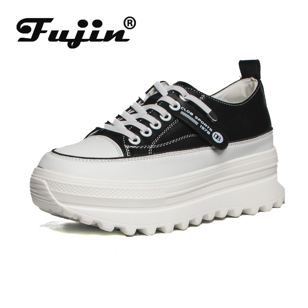 Кроссовки Fujin женские из натуральной кожи на платформе 8 см Вулканизированная