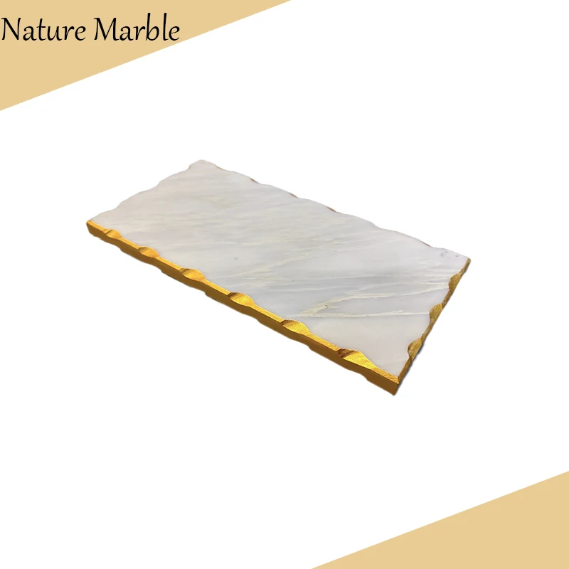Fashionable Natural Marble Bathroom Tray Vanity Hands Soap Scented Candle Storage Holder Kitchen Seasoning Tray Home Decoration