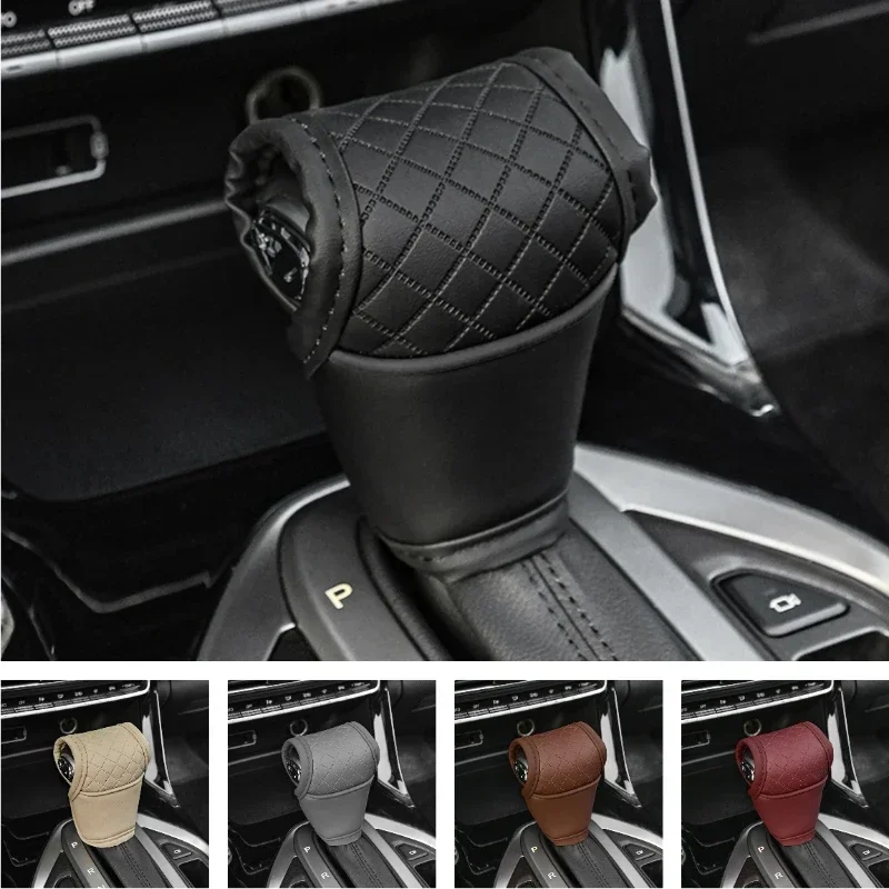 Car Shift Handle Cover PU Leather Non-Slip Wear-resistant Shift Knob Decor Protective Cover Universal Car Interior Accessories car interior accessories gear head cover