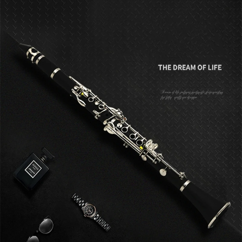 Bb Flat Clarinet 17 Keys Bakelite Professional Woodwind Instrument Tenor Clarinet with Box Reeds Musical Instrument