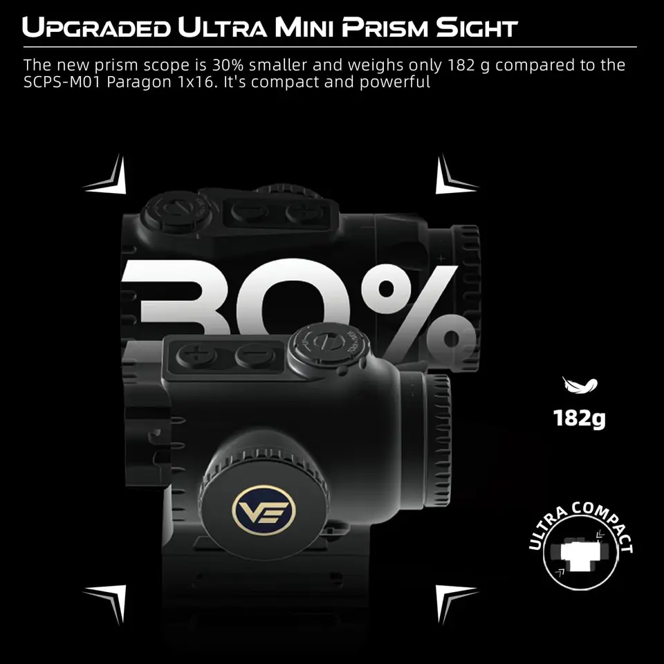 Vector Optics Paragon 1X18 Mini Prism Rifle Scope With Red & Green