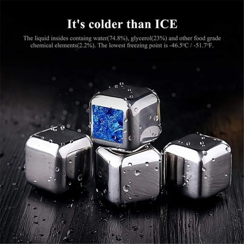 304 Stainless Steel Whiskey Stones Ice Cubes Magic Vodka Wine beer Cooler Bar Liquor Whisky Chiller Tool Bar Accessories