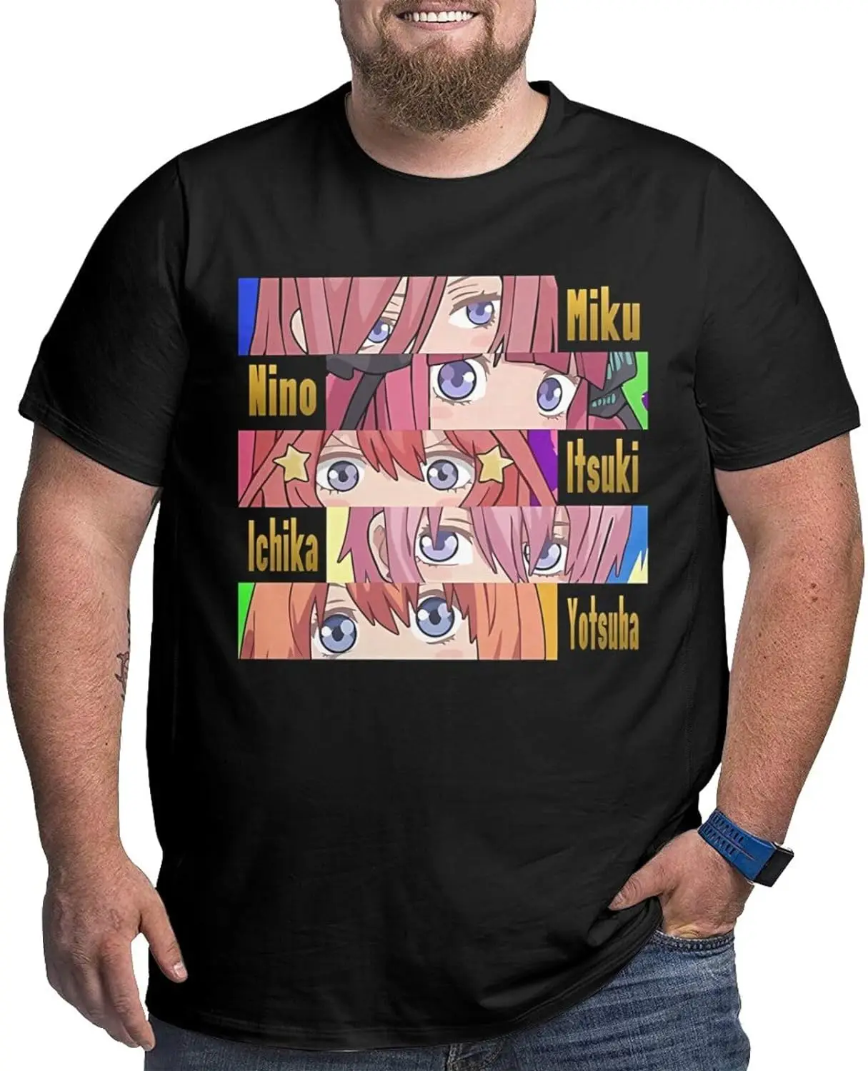 

Anime Big Size Man's T Shirt The Quintessential Quintuplets O-Neck Short-Sleeve Tee Tops Custom Tees Shirts