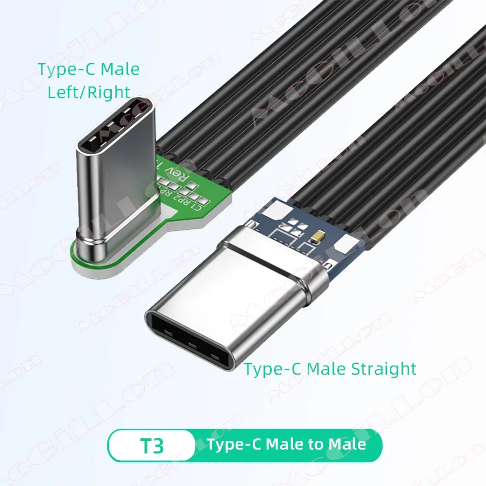 Universal Silicone Angled USB-C Charging Cable - Flat, High-Speed 60W, Multiple Lengths