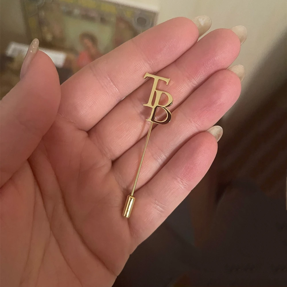 Custom Lapel Pins Men Brooch Letter Vintage Brooch Silver rose