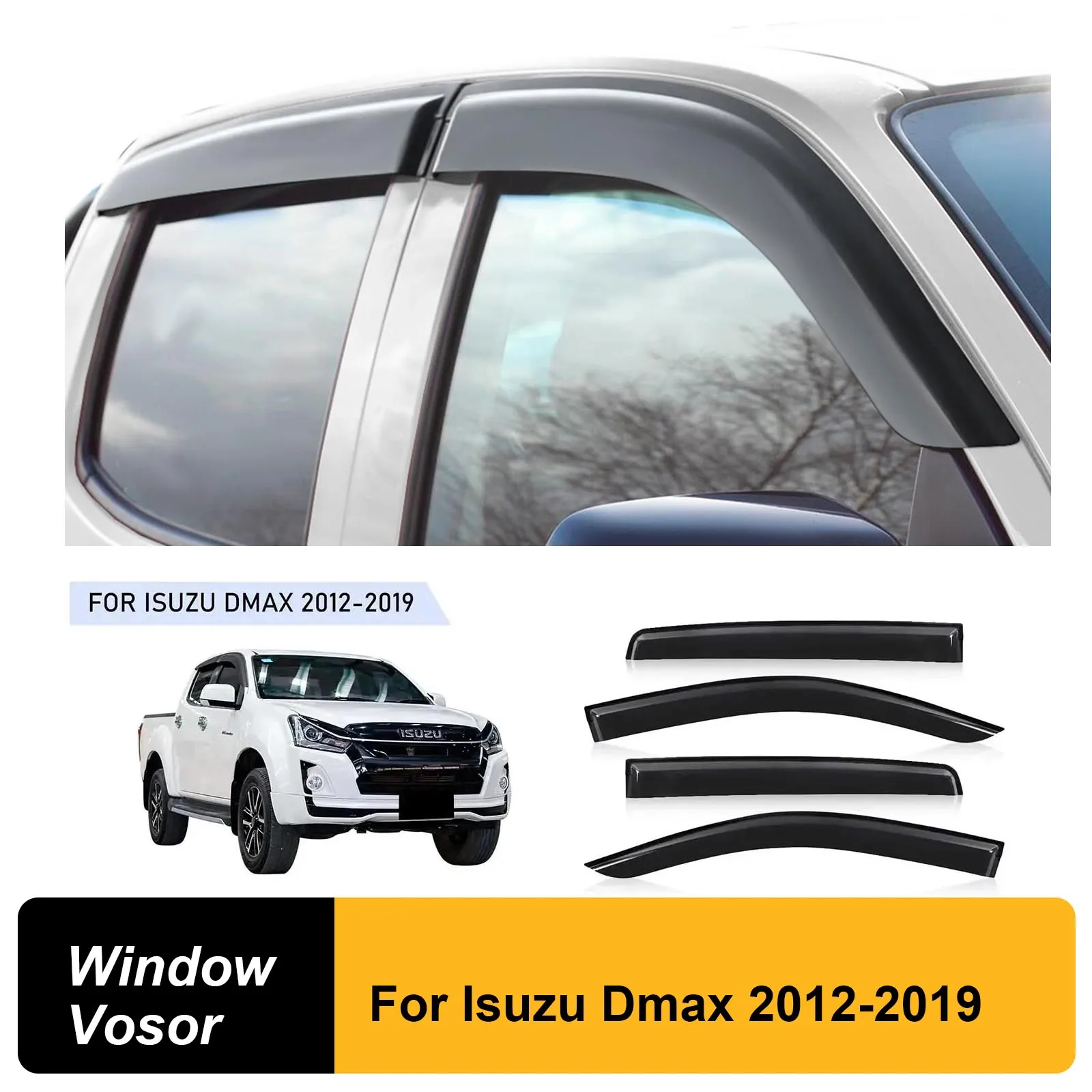 4pcs /Set Sun Rain Guard Window Visor Weathershield FOR ISUZU DMAX 2012- Window Deflector Double Cabin Car Sun Rain Guard