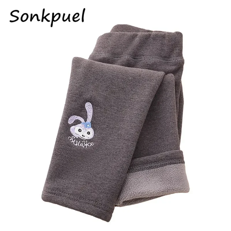 Children's Winter Leggings Sweet Girls Plus Velvet Leggings Baby Thick Warm Trousers Children Clothing Infant Slim Pants Clothes