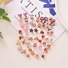 R2LE 24Pairs/set Kids Clip-on Earrings Flower Heart Clip-on Earring Set for Girl 4