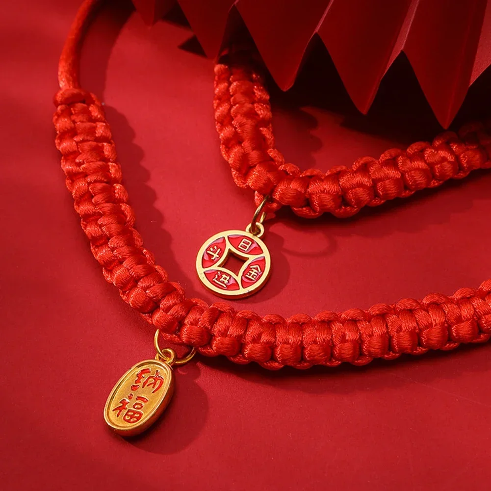 Lucky Red Rope Braided Collar - Adjustable Traditional Blessing