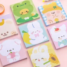 

80sheets Ins Kawaii Cartoon Animal Oil Painting Sticky Note Message Diary Note Paper Post Flag Stationery Cute School Supplies