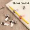 Portable Spring Pen Clip High Quality  Pen Clip Self adhesive Metal Pencil Holder Pens Pencils Writing Tool Office School Supply 2