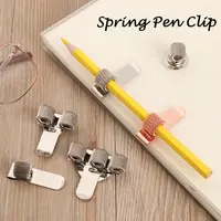 Portable Spring Pen Clip High Quality  Pen Clip Self adhesive Metal Pencil Holder Pens Pencils Writing Tool Office School Supply 2