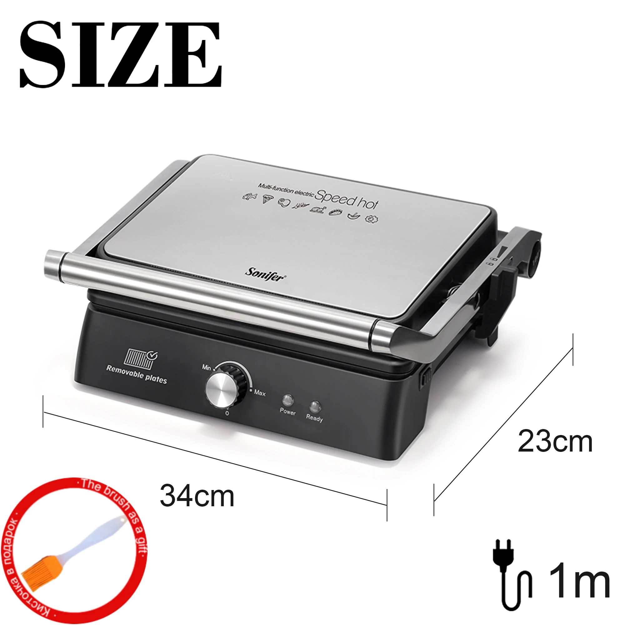 BBQ Electric Contact Grill Waffle Maker Griddle And Panini Press Kitchen Barbecue Griddle Smokeless Baking Barbecue Sonifer 6