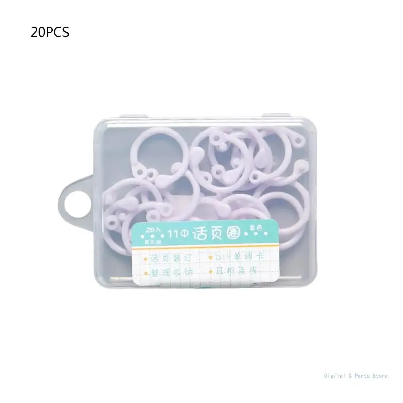 

M17F 12/20 шт. кольца для переплета с чехлом, пластиковые книжные кольца для DIY буклета, индексные карты, флэш-карты, офисные