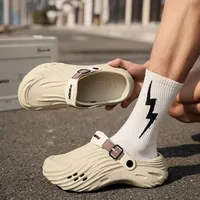 Couples Hole Hole Summer Outdoor Slippers Office Work Shoes Beach Casual Sandals EVA Material Slip-On Men's Sandals