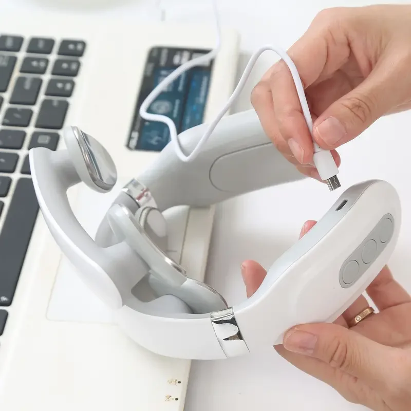 Portable 4D Electric Neck & Shoulder Massager USB Rechargeable Heating Hot Pressing Magnetic Pulse Neck Massage Instrument