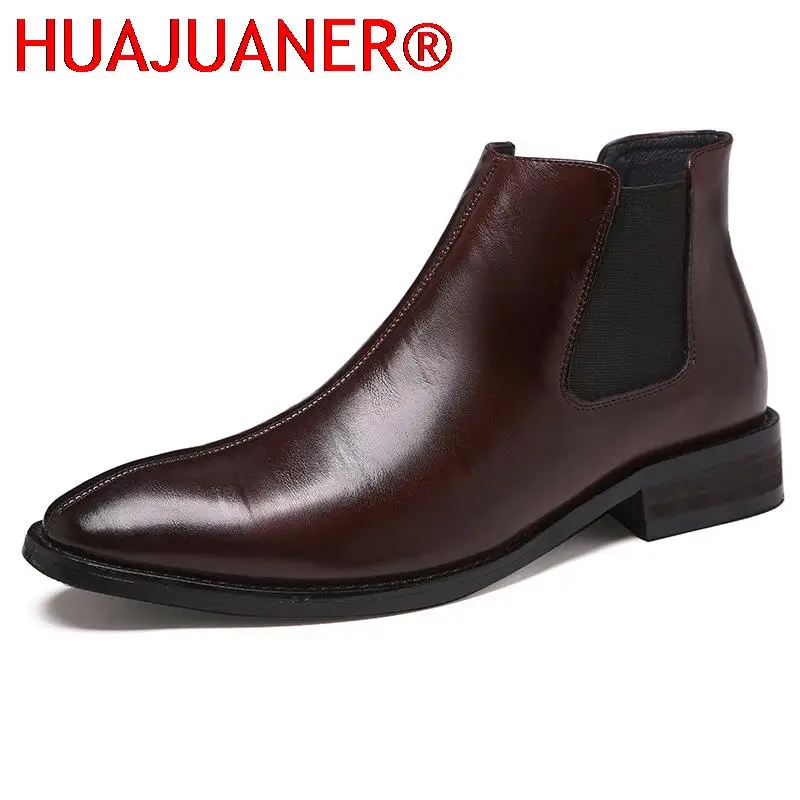 

Мужские классические кожаные ботинки челси в стиле ретро, мужские Модные ботильоны, мужские повседневные короткие ботинки в британском стиле, высокие ботинки
