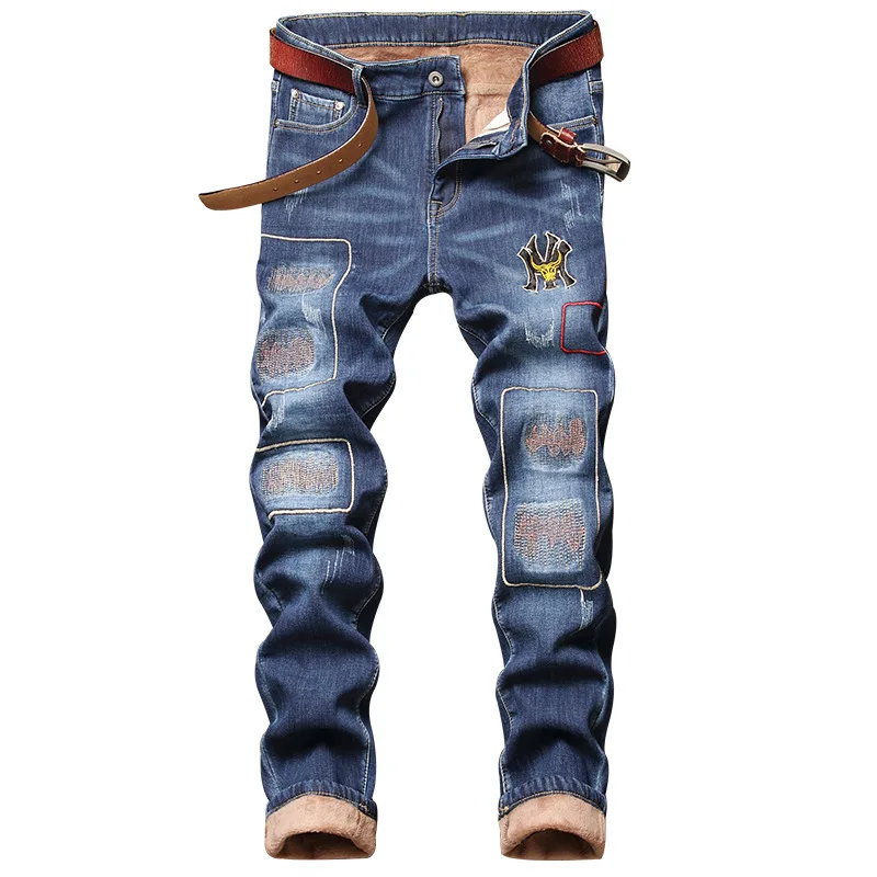 Men's 2022 new autumn/winter slim-fitting feet autumn, spring, autumn and winter denim trousers carpenter jeans