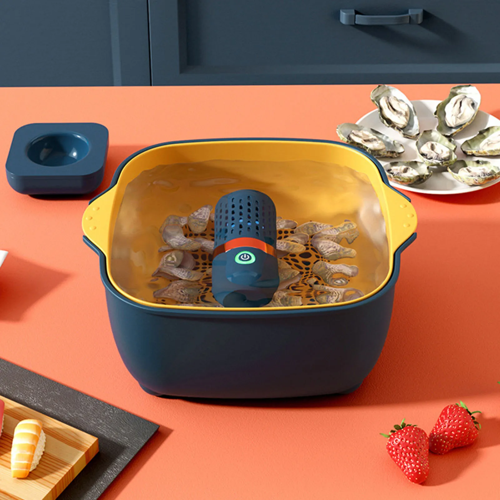 Fruit Vegetable Cleaning Machine Multifunction Food Purifier Capsule Shape IPX7 Waterproof Food Grade Flexible for Traveling 6
