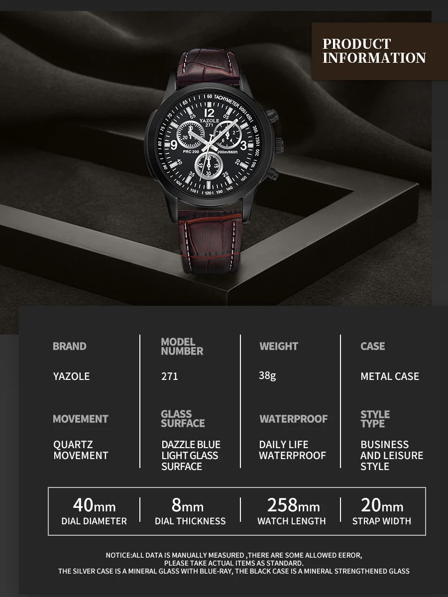 Luxury Men's Luminous Quartz Leather Wristwatch