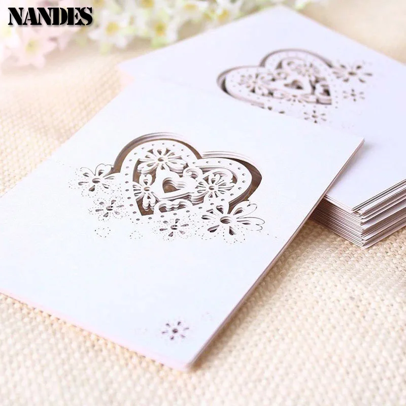 50pcs romantic Love Heart Laser Cut Party Love Heart Table Number Name Place Cards Party Favor Decor Wedding Cards Decoration