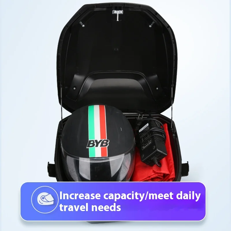 Motorcycle Tail Box Scooter Boots Trunk Cool ABS+PP Solid Case For Full Helmet Storage Organizer luggage Box Tail Back motorcycle tail box