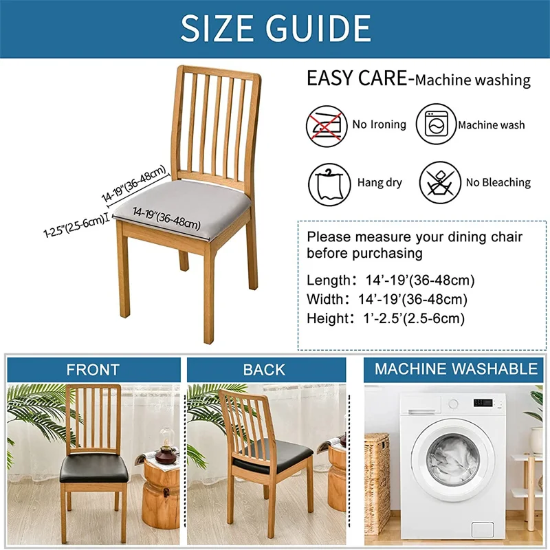 Description Picture 2 of itemWaterproof PU Chair Cushion Cover For Kitchen Dining Room Leather Seat Cover Dining Room Chair Seat Cushion Cover Solid Color