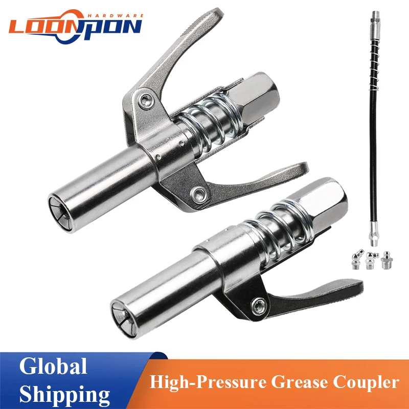 Grease Coupler Heavy-Duty Quick Release Grease Gun Coupler NPTI/8 10000PSI Two Press Easy to Push Accessories grease gun coupler