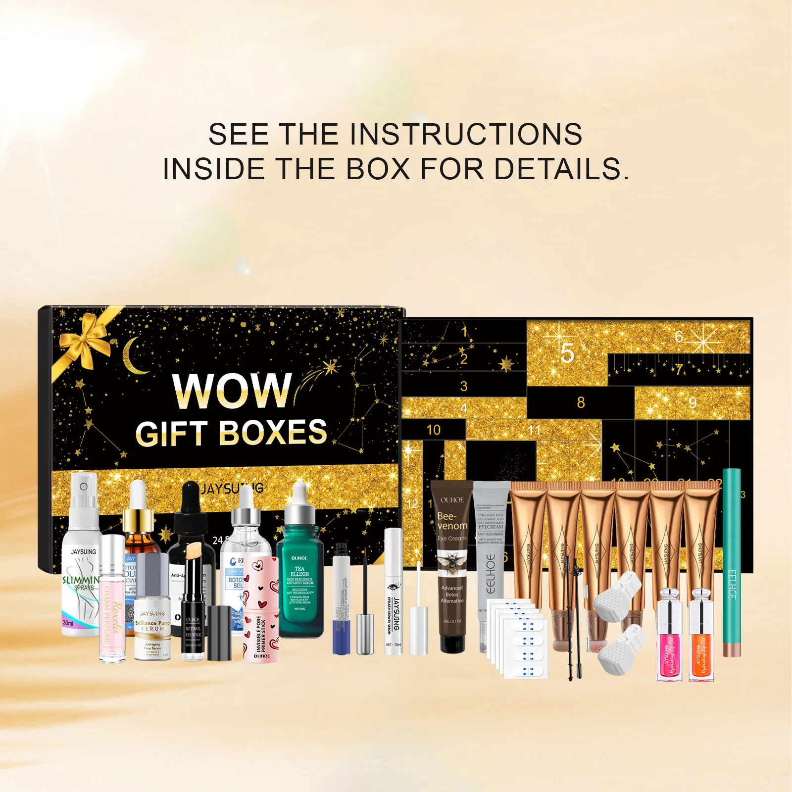 JAYSUING 24 Days Surprise Girls Makeups Care Set Calendar Moisturizing Hydrating Skincare Facial Care Cosmetics Set For Gift 2