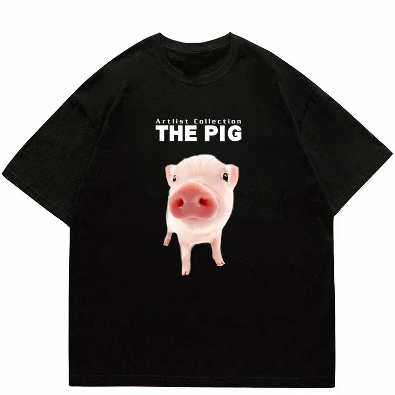 

Женская футболка с принтом в виде милой свиньи Y2K, футболка с коротким рукавом, женская модная парная свободная уличная одежда в стиле Харадзюку