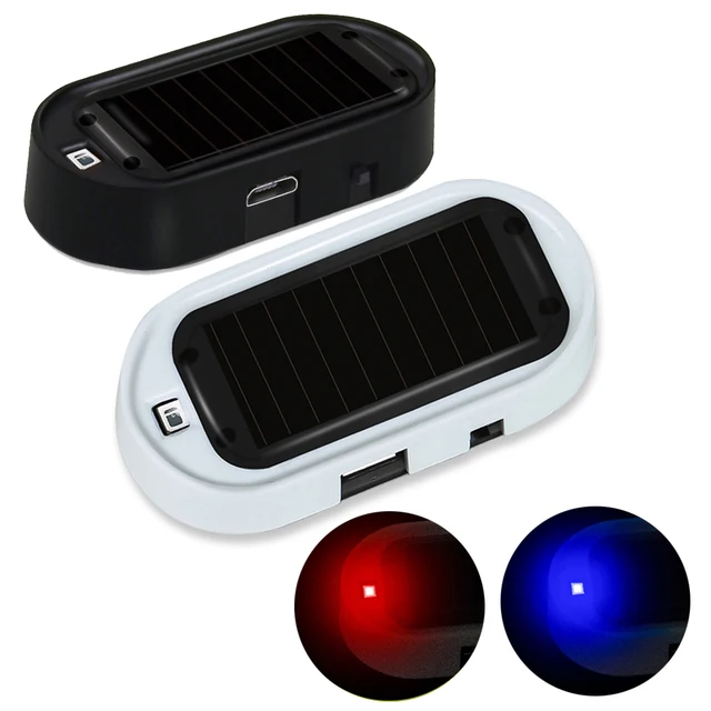 Solar Powered LED Car False Safety Light Anti-Theft Signal Lamp Simulation LED Dummy Alarm Car Wireless Warning Lamp
