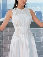 JUNLINNA-فستان نسائي بدون أكمام من الدانتيل المطرز بطيات ، عطلة الشاطئ ، الموضة ، توسعة الأميرة ، الصيف 1