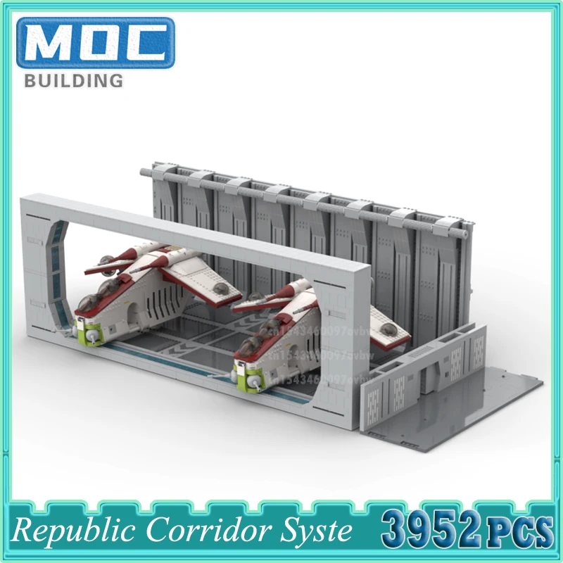 Space Wars Series Republic Corridoio System Hangar Model Gunship Laat V.2 Assembly Building Blocks Moc Collection Toy Gift