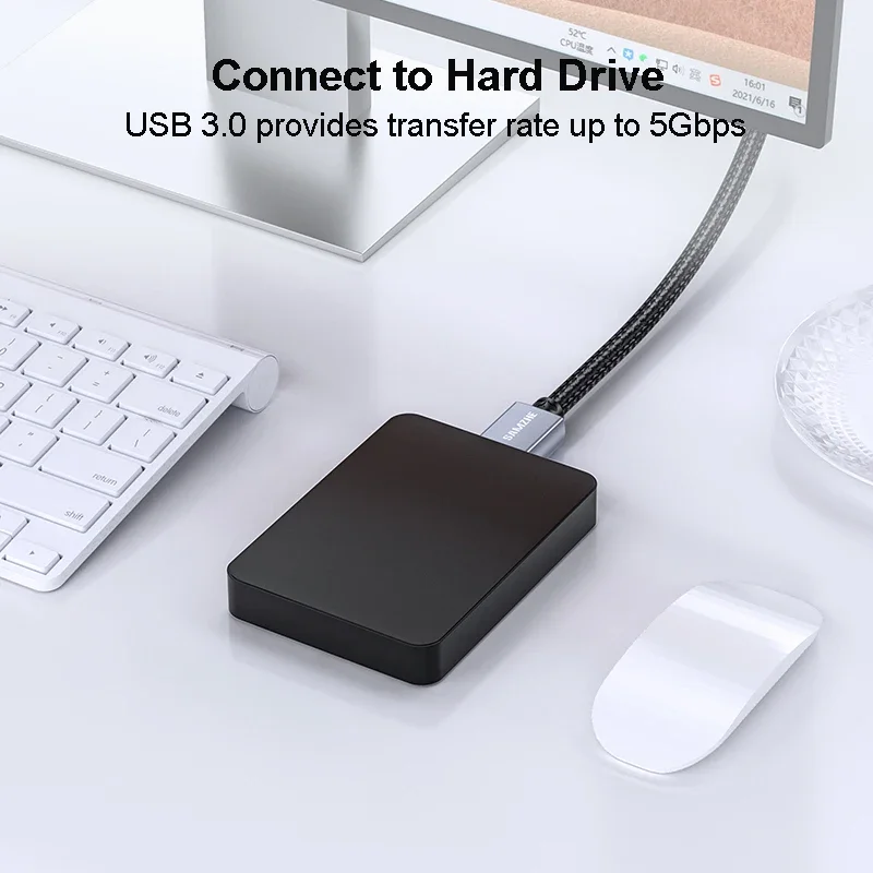 SAMZHE USB 3.0 연장 케이블, 수-수 2.0 연장 케이블, PC TV PS4 컴퓨터 노트북 익스텐더용