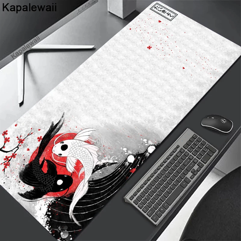 Oni-alfombrilla grande para ratón de juegos, tapete japonés negro para mesa de escritorio, alfombrilla grande para ratón XXL 90x40, alfombrilla para teclado y ratón, empresa 100x50