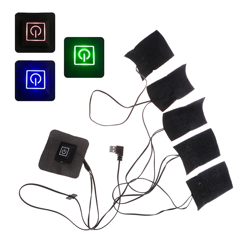 USB 전기 온열 재킷 난방 패드, 야외 따뜻한 겨울 난방 조끼 패드, DIY 온열 의류, 5 시트 ED, 1 세트