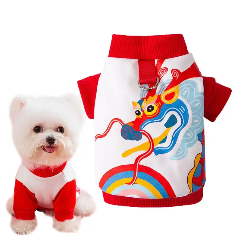 

New Year Dog Costumes Puppy Clothes Cheongsam Dresses For Small Dogs Cats Pets Tang Dynasty Costume Chinese Style Pet Clothing