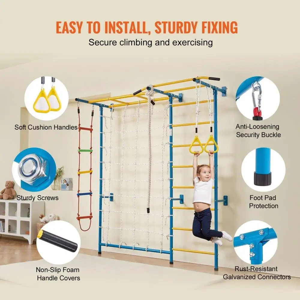 7 Features for kids Climbing Gym Multi Activity Sturdy Steel Construction Indoor Fun Toddler Children for exercise 4