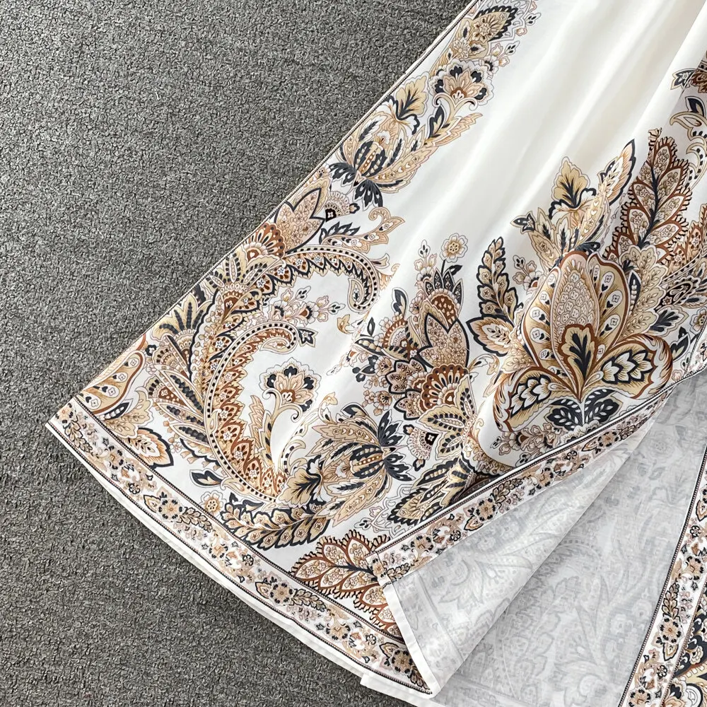 Women Vintage Long Dress Fashion Print A-line Ruffled Elegant Floral Party Dresses Ladies Long Sleeve Casual Long Robe Vestidos