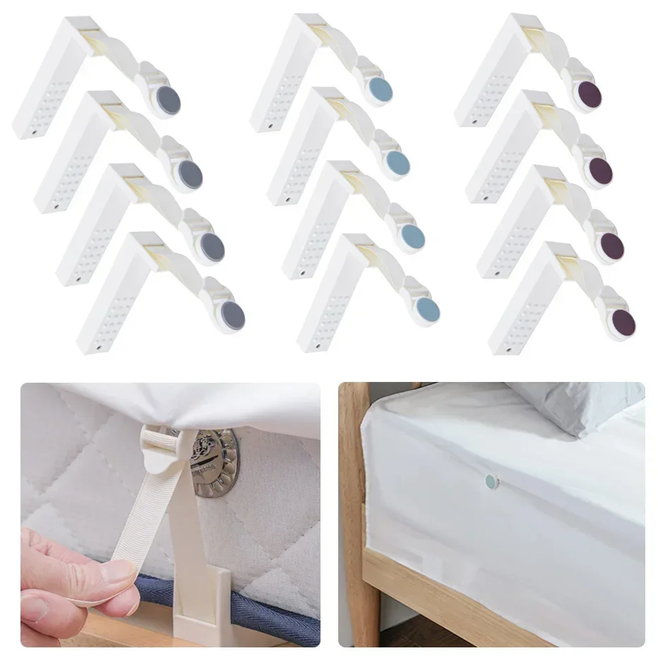 

4PCS Bed Sheet Fasteners Adjustable Length Bed Sheet Holder Non-Slip Keep Sheet Place Fastener Grippers