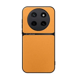 Premium Magnetic PU Leather Ultra - Thin Camera Protection Phone Case for Honor X80 Pro Max (Yellow)