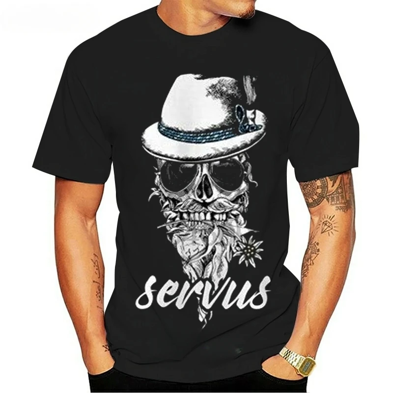 Мужская хлопковая футболка бренда teeshirt, летняя футболка Totenkopf Filzhut Бавария, череп Blume Oktoberfest servus, модная футболка