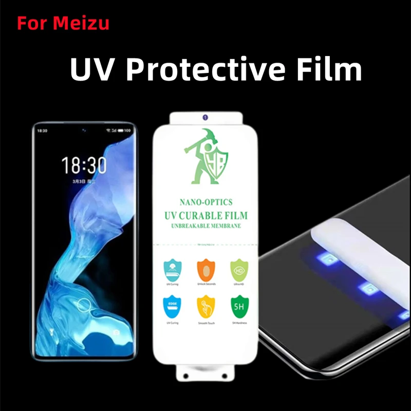 

3pcs UV Curable Screen Protector For Meizu 18 Pro HD Protective Film For Meizu 18S Pro HD Cured Film Curved Fit