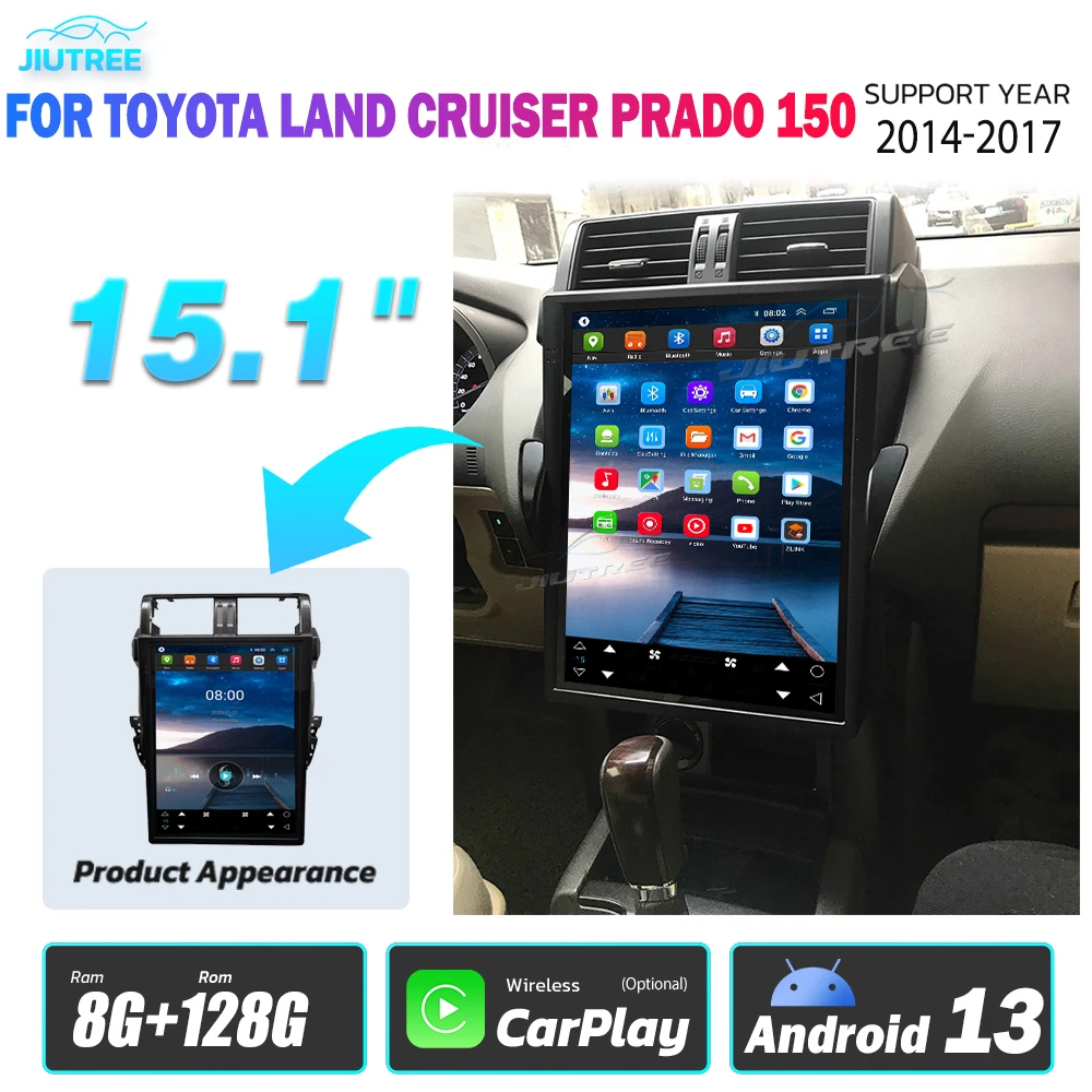 

Автомобильный радиоприемник Tesla, 15 дюймов, Android, для TOYOTA Land Cruiser Prado LC150 2014-2017, мультимедийный плеер 128G, головное устройство, радио, GPS-навигация