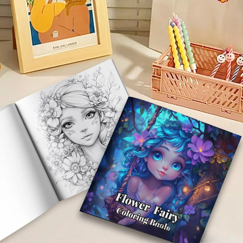 A Bold and Simple Decompression Creative Flower Fairy Coloring Book, Featuring Cartoon Cute Flower Fairy Characters 3