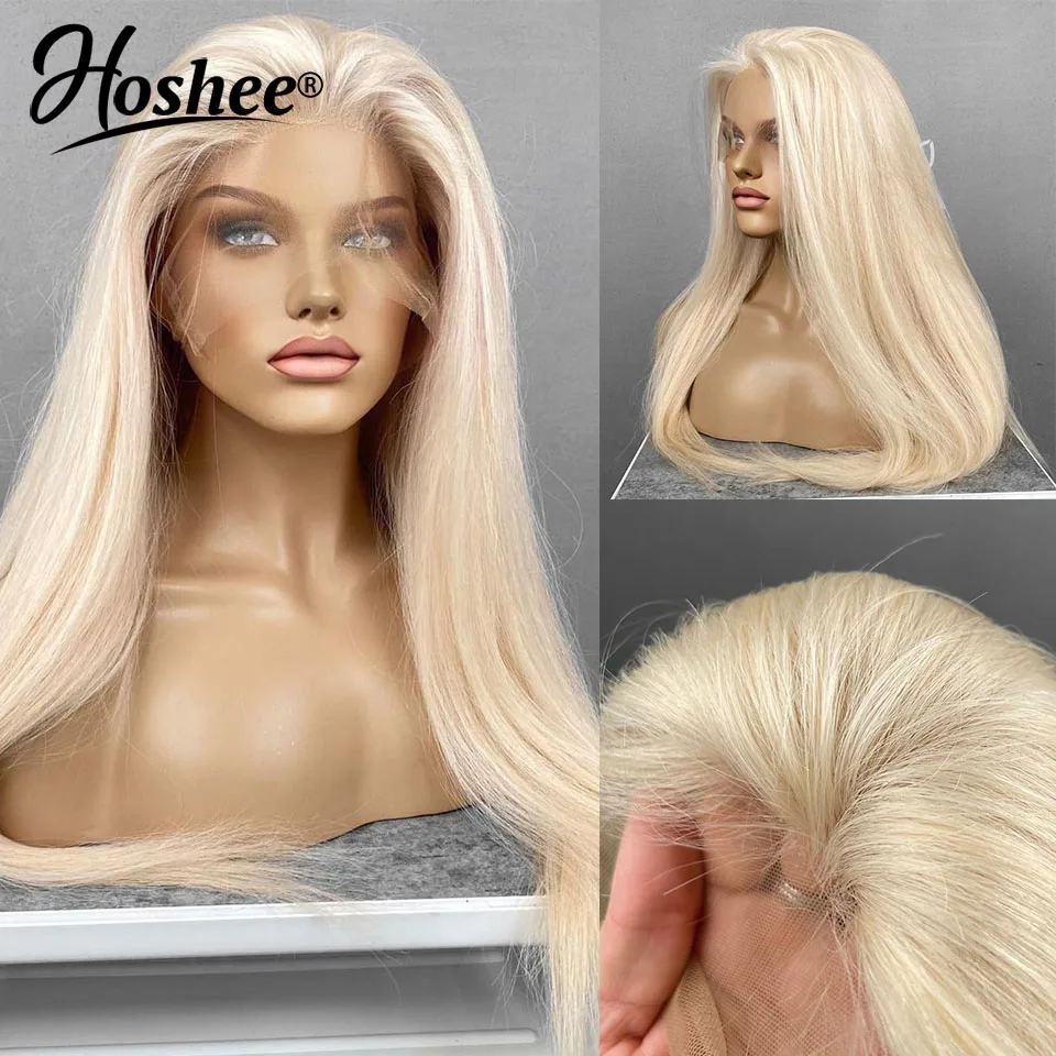 Human Hair Wig Platinum Blonde Full Lace for Cosplay