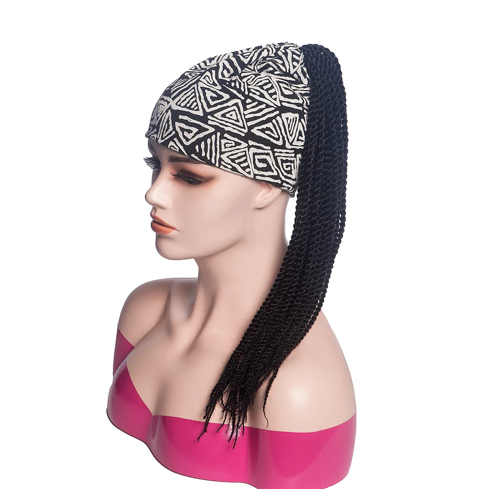 Synthetic Headband Wig Twist Braided Wigs Box Braided Women Braids Ponytail Hair Wigs Daily Use Party Cosplay Cap Heat Resistant